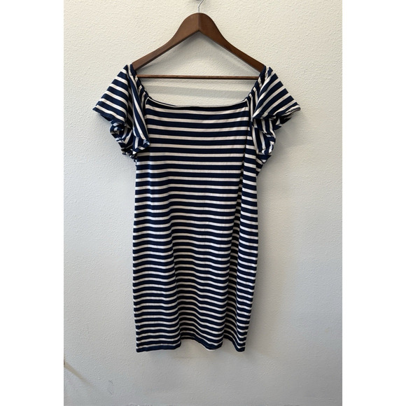 Ralph Lauren LRL Dress Womens Size XL Blue White Stripe Knit Coastal Preppy - Picture 2 of 7